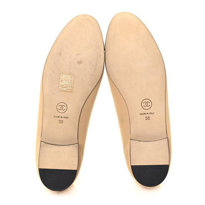 Chanel Lambskin Cap Toe Ballerina Flats 38 Beige Black 5 of 10