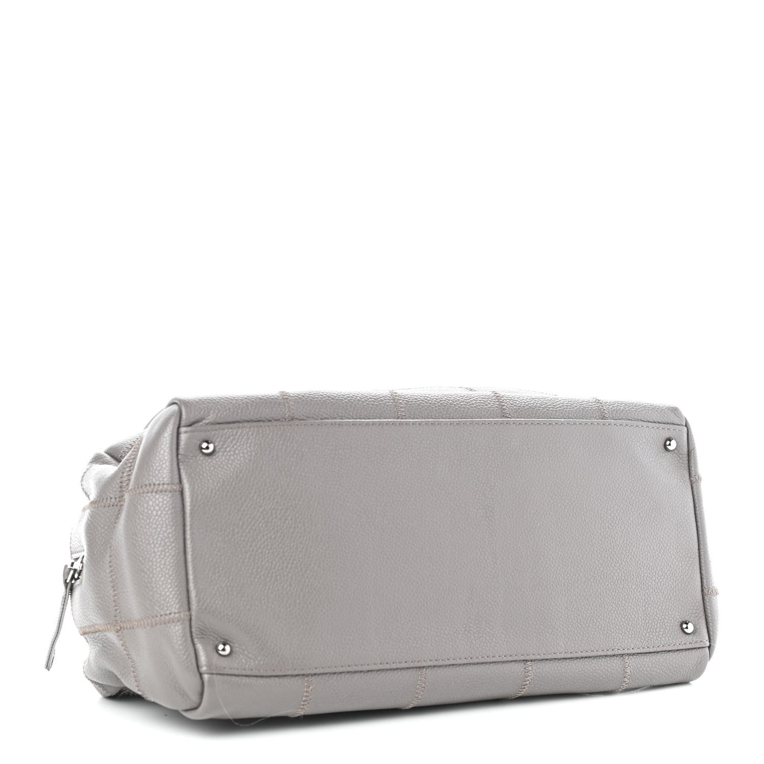 Chanel Caviar Square Stitched Bowler Grey 3 of 4