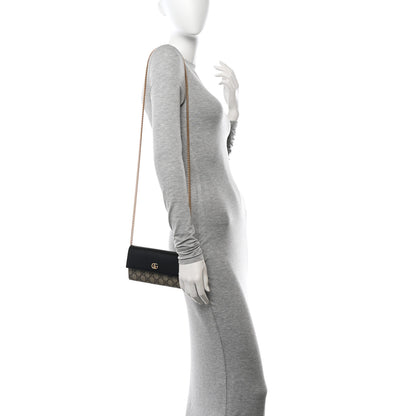 Gucci Dollar Calfskin GG Supreme Monogram Petite GG Marmont Wallet Chain Bag Black Beige Ebony 2 of 13