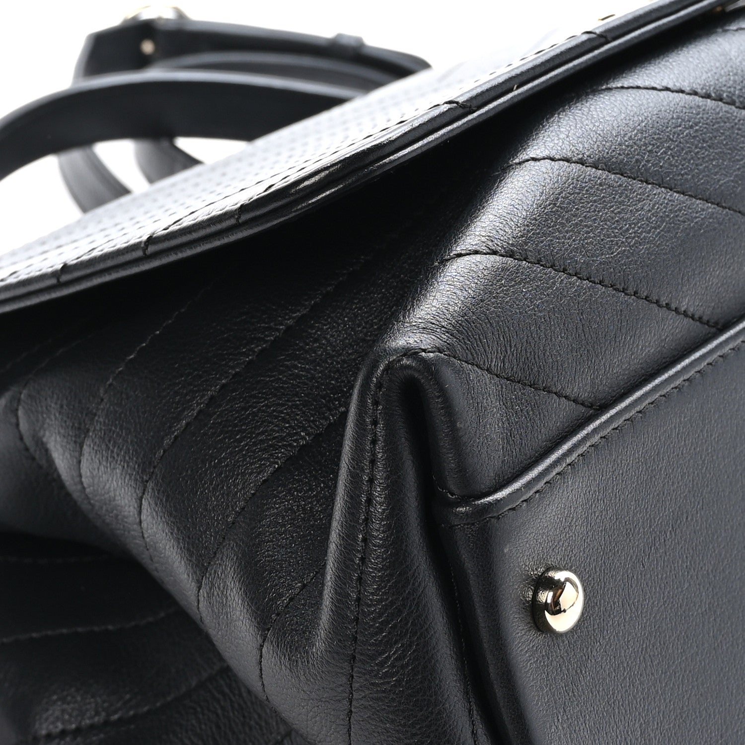 Chanel Grained Calfskin Chevron Stitched Medium Chic Top Handle Flap Black 9 of 12