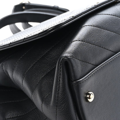 Chanel Grained Calfskin Chevron Stitched Medium Chic Top Handle Flap Black 9 of 12
