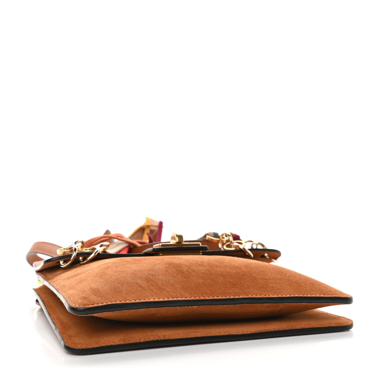 Calfskin Suede Small Jane Fringe Bag Caramel