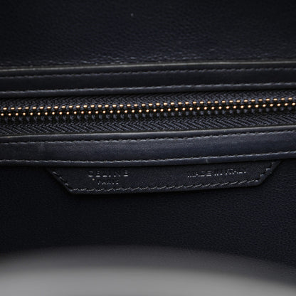 Celine Smooth Calfskin Striped Canvas Mini Luggage Navy Blue 6 of 7
