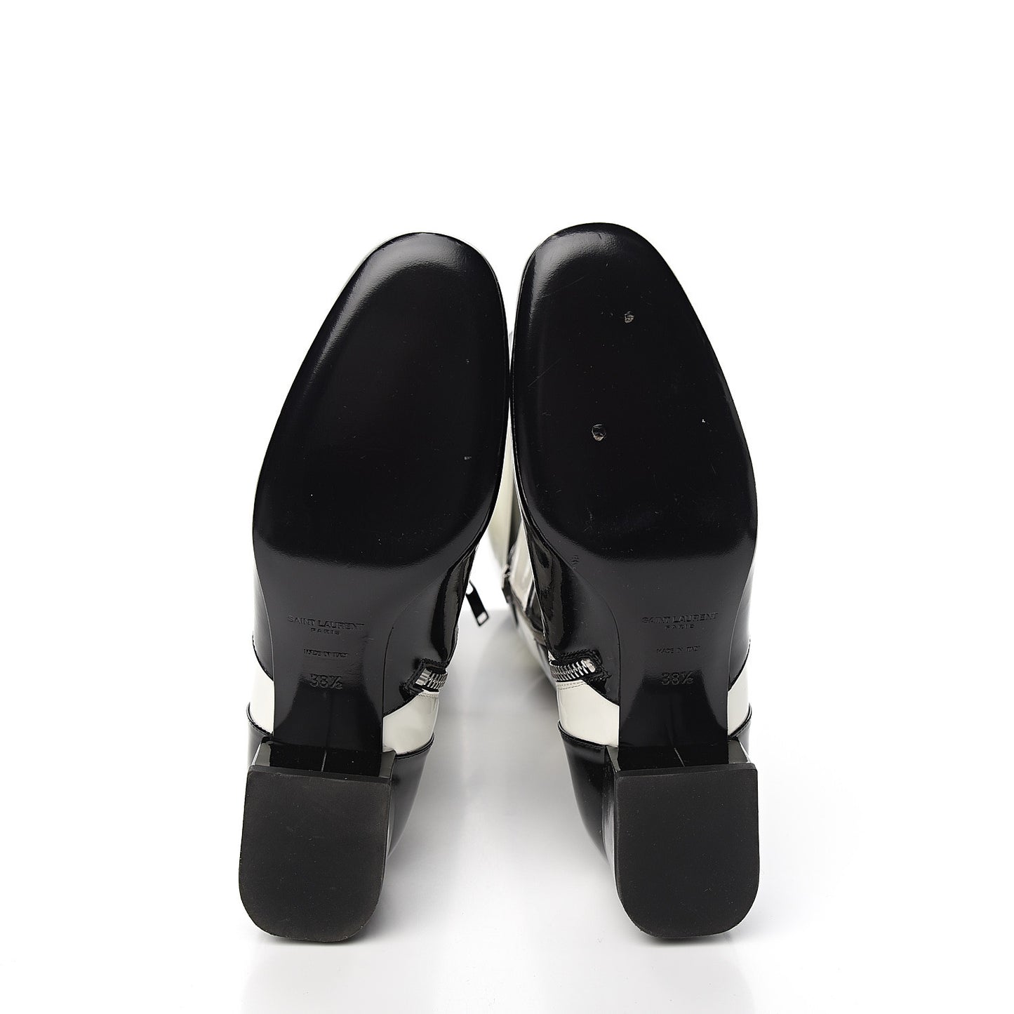 Patent Striped Knee High Boots 38.5 Black White