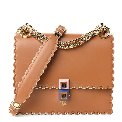 Fendi Vitello Liberty Scalloped Studded Small Kan I Shoulder Bag Caramello 1 of 9