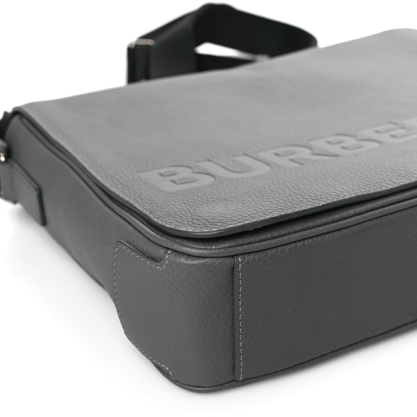 Calfskin Logo Messenger Charcoal Grey