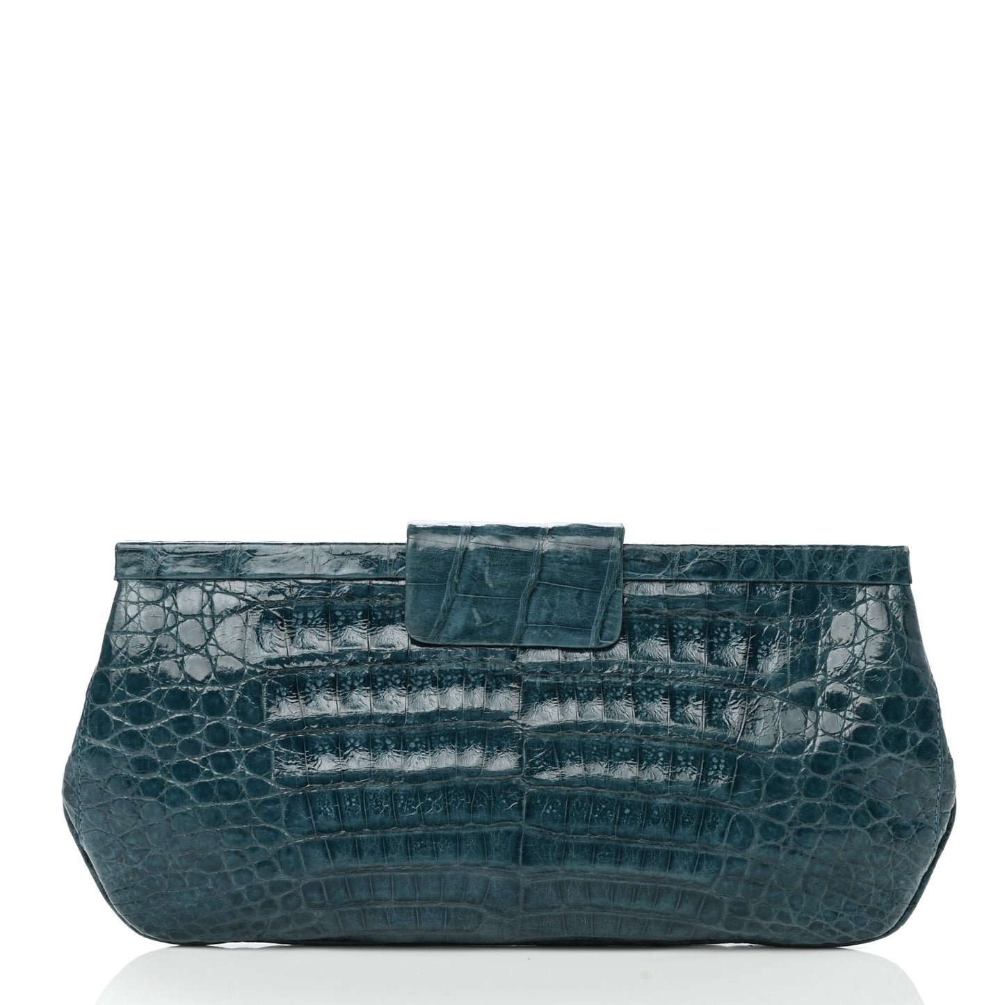 Crocodile Frame Clutch Blue