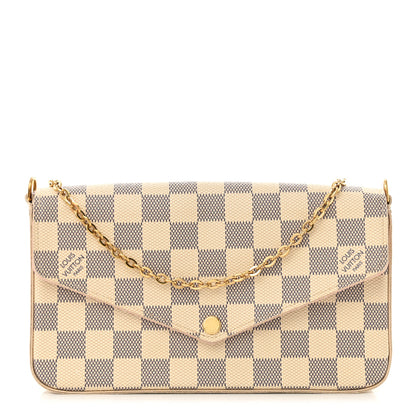 Louis Vuitton Damier Azur Pochette Felicie Chain Wallet Rose Ballerine 1 of 13