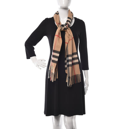 Burberry Cashmere Giant Check Fringe Scarf Camel 2 of 5
