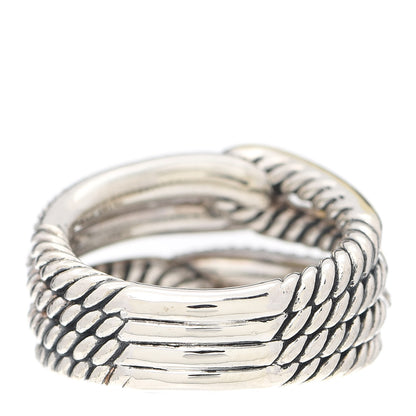 David Yurman Sterling Silver 18K Yellow Gold Diamond Double Loop Labyrinth Ring 54 6.75 3 of 4