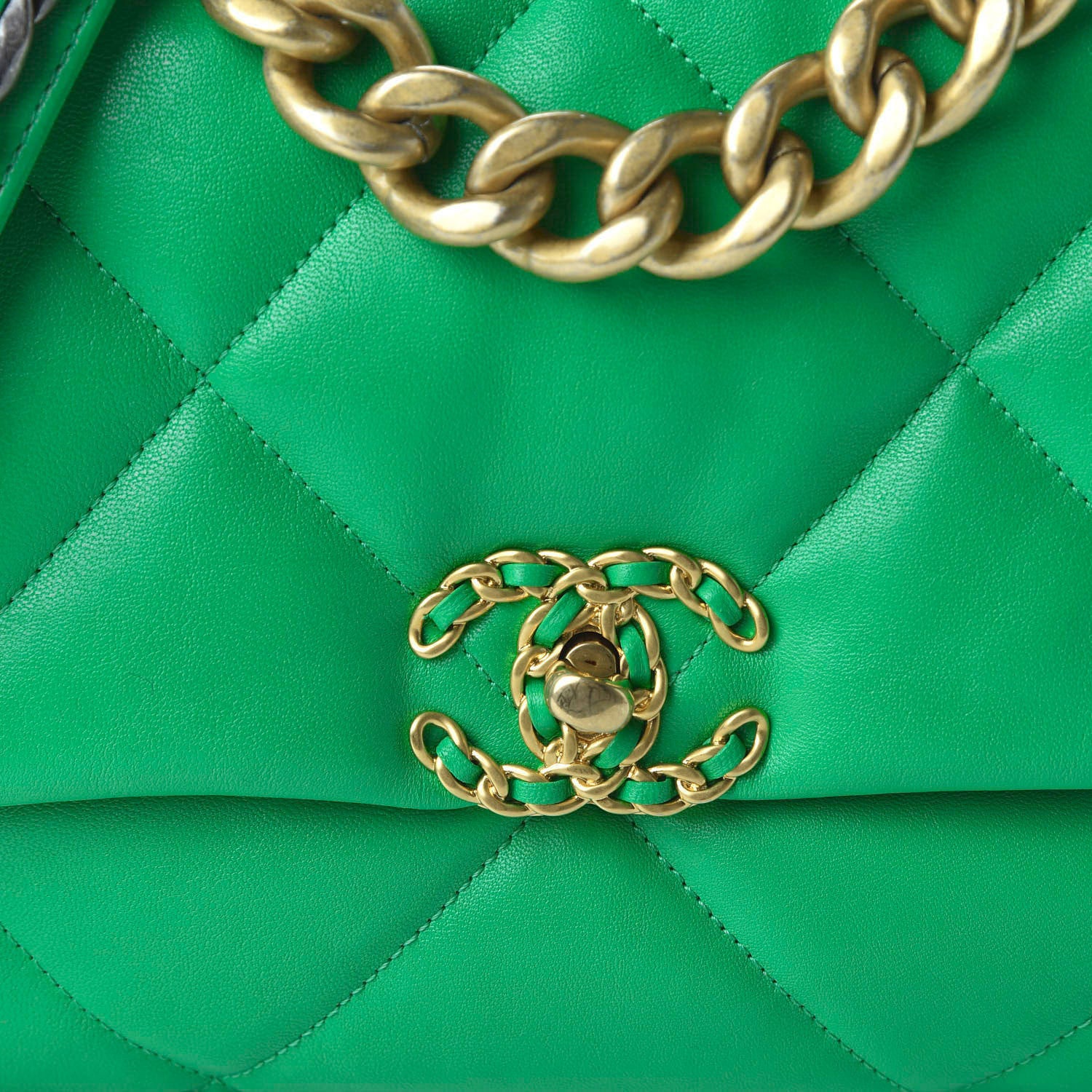 Chanel Goatskin Quilted Large 19 Flap Green 10 of 10