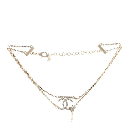 Chanel Pearl Crystal CC Star Choker Necklace Gold 3 of 6