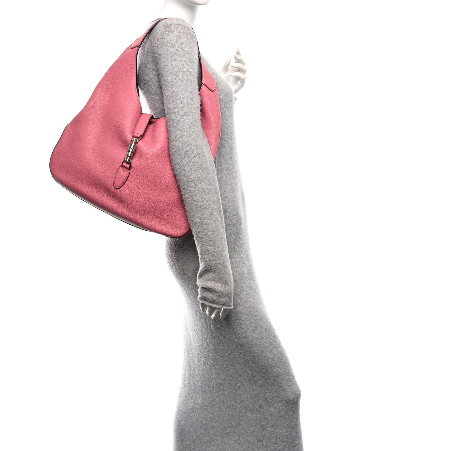 Soft Grained Calfskin Large Jackie Hobo Glossy Pink