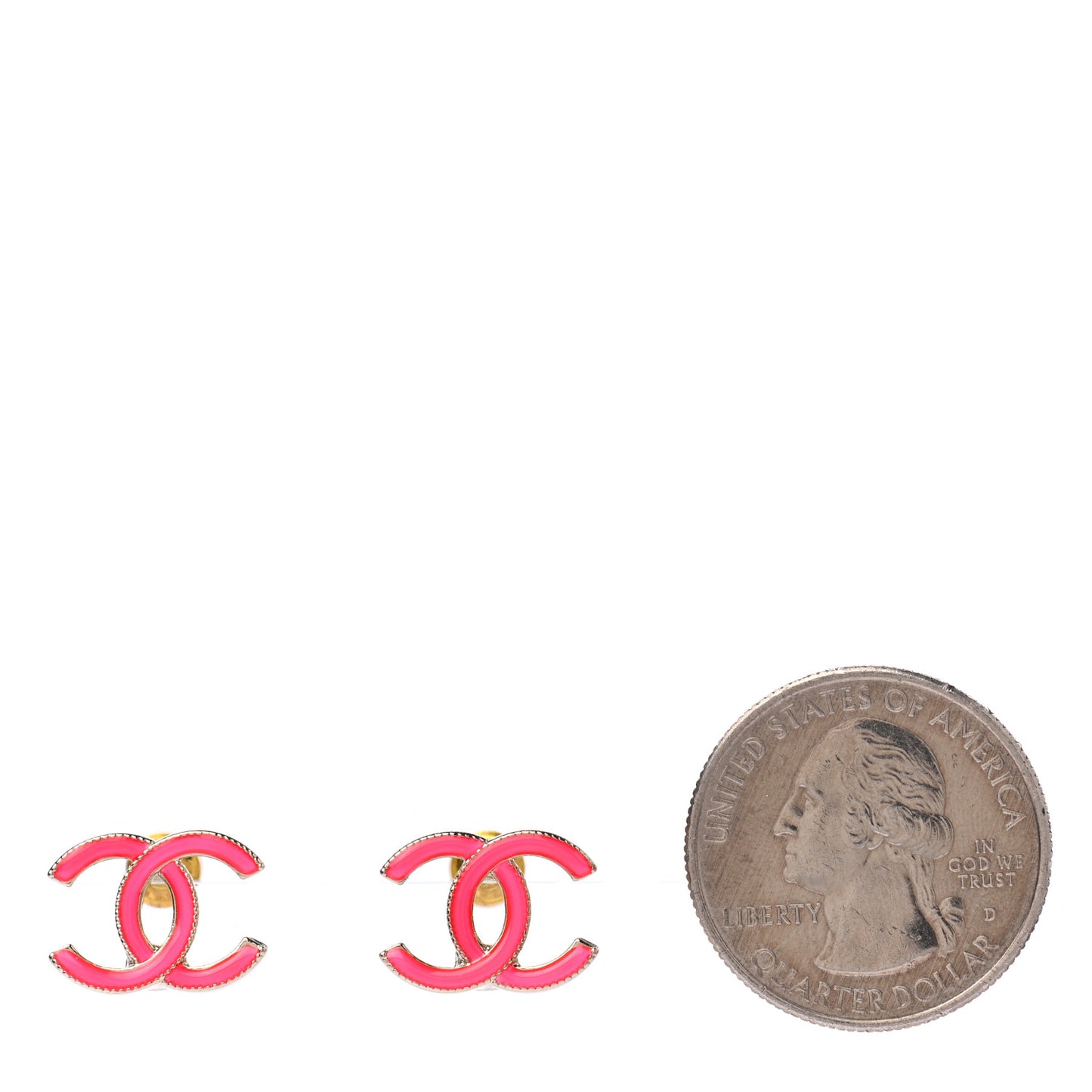 Enamel CC Earrings Pink Gold