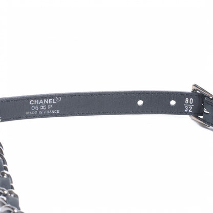 Chanel Leather Silver Chain Link Belt Navy 5 of 5