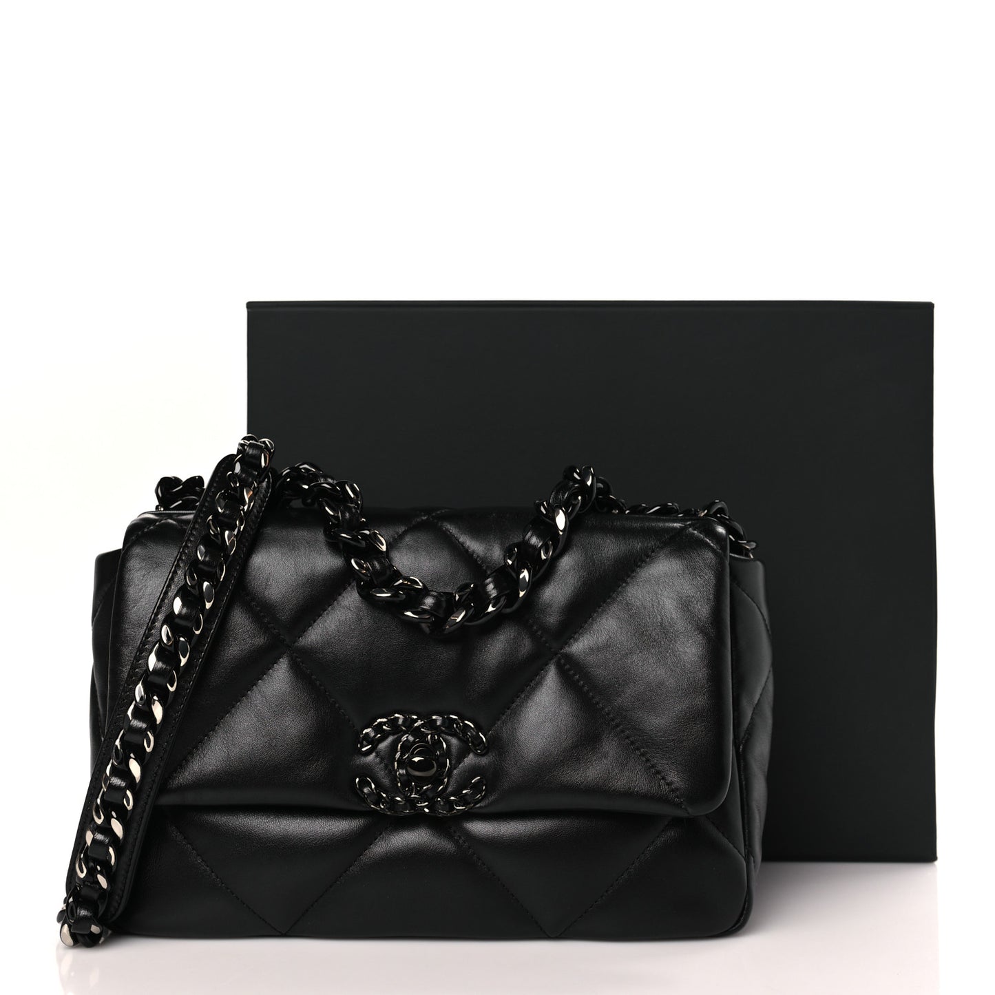 Lambskin Quilted Medium Chanel 19 Flap So Black