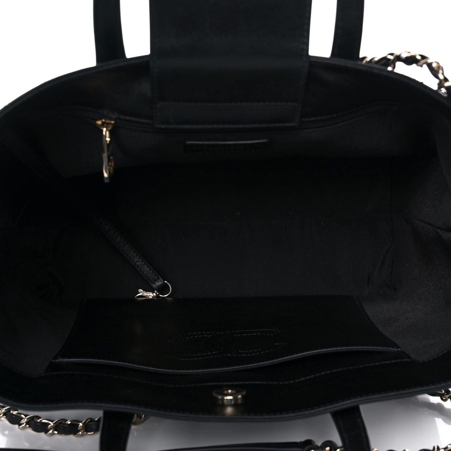 Calfskin Stitched Shopping Tote Black