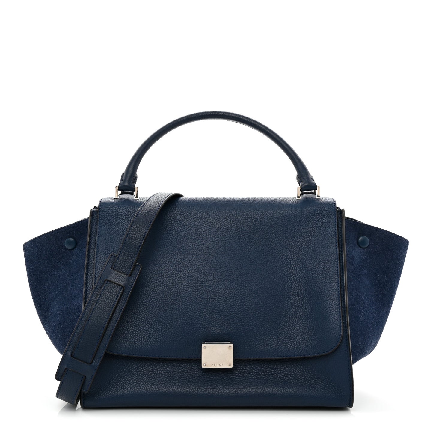 Drummed Calfskin Suede Small Trapeze Indigo