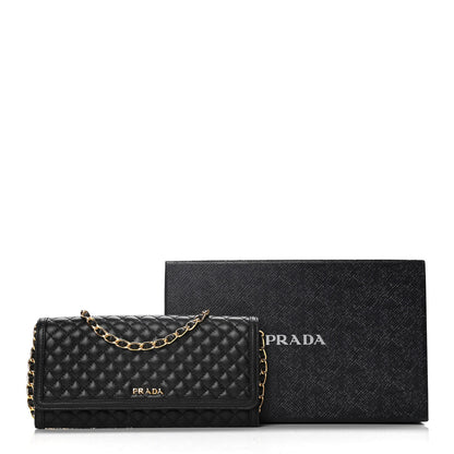 Prada Soft Calfskin Quilted Chain Wallet Black 17 of 17