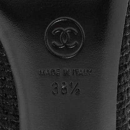 Chanel Tweed Grosgrain Cap Toe Pearl Mule 38.5 Black 7 of 11