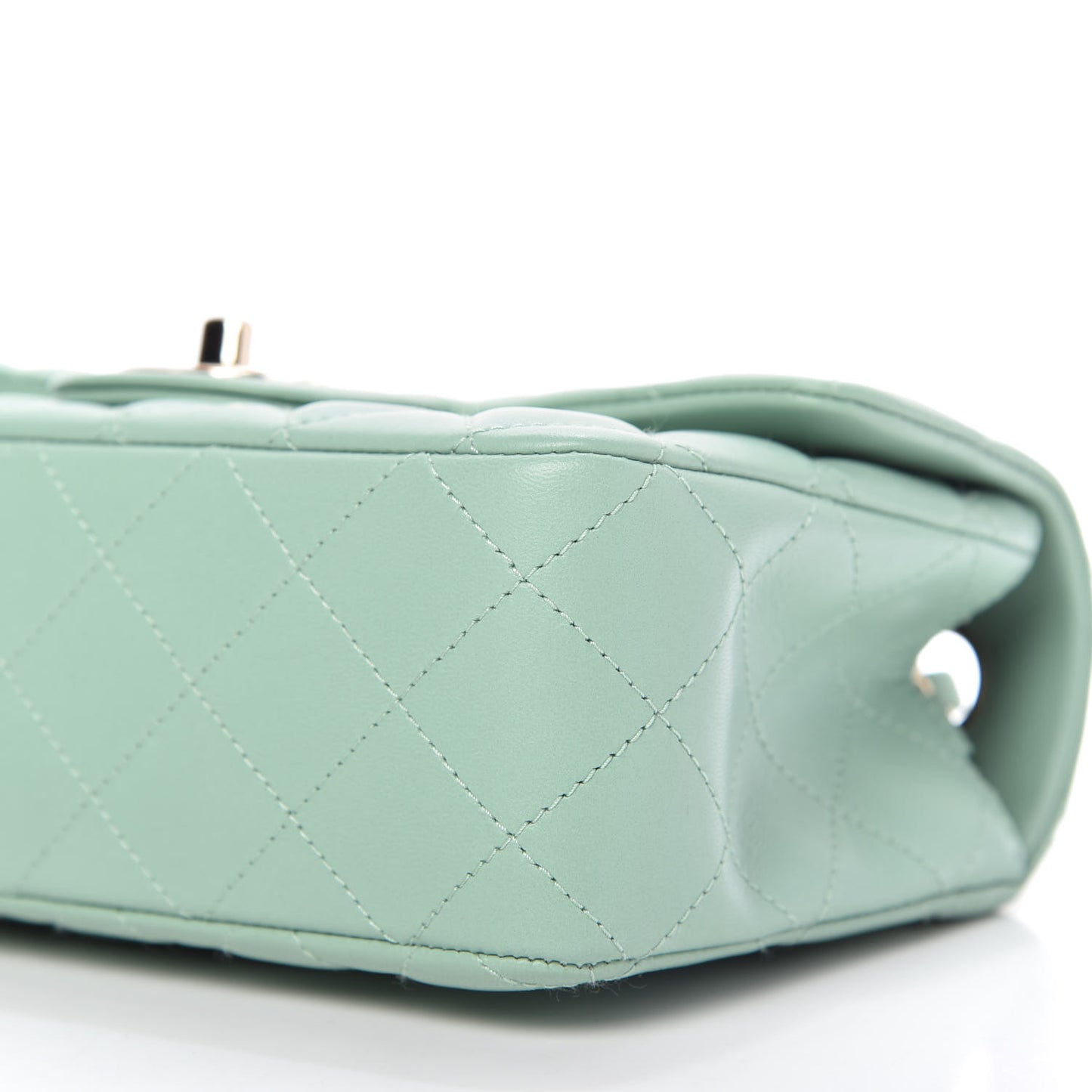 Lambskin Quilted Mini Rectangular Flap Light Green