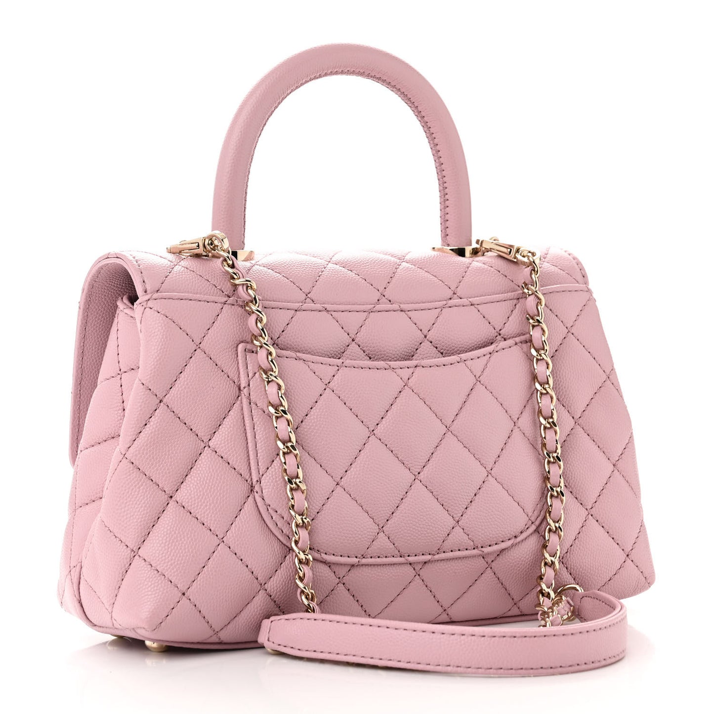 Caviar Quilted Mini Coco Handle Flap Light Pink
