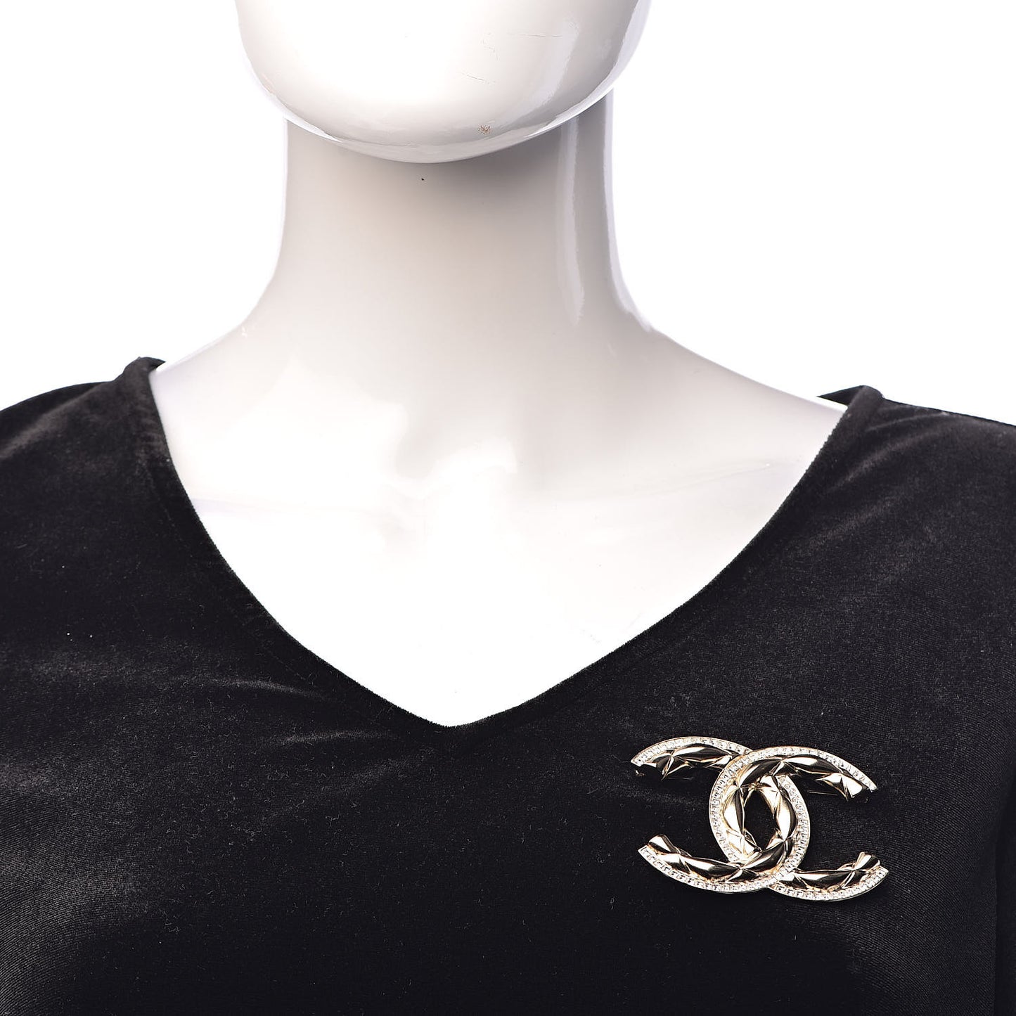Baguette Crystal Quilted Vintage Allure CC Brooch Gold