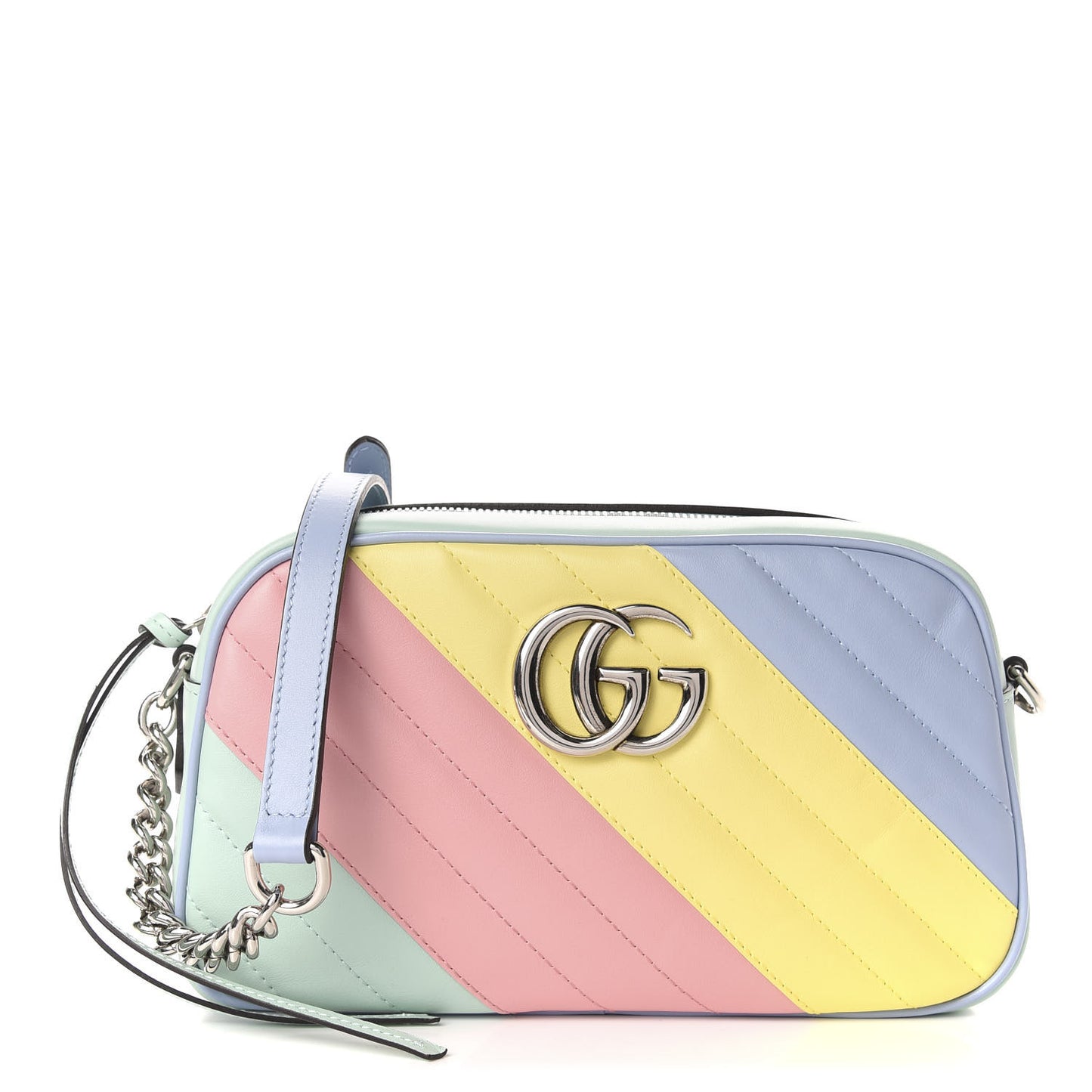 Calfskin Matelasse Diagonal Small GG Marmont Chain Shoulder Bag Multicolor Pastel