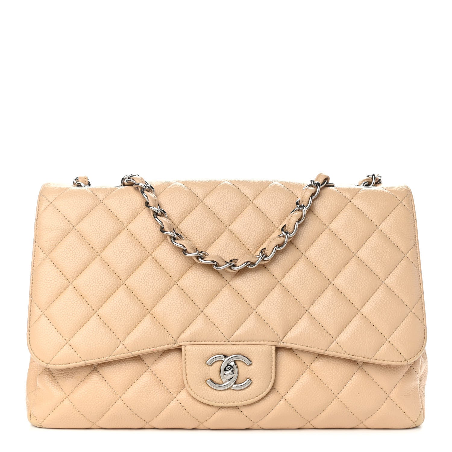 Chanel Caviar Quilted Jumbo Single Flap Beige Clair 1 of 13