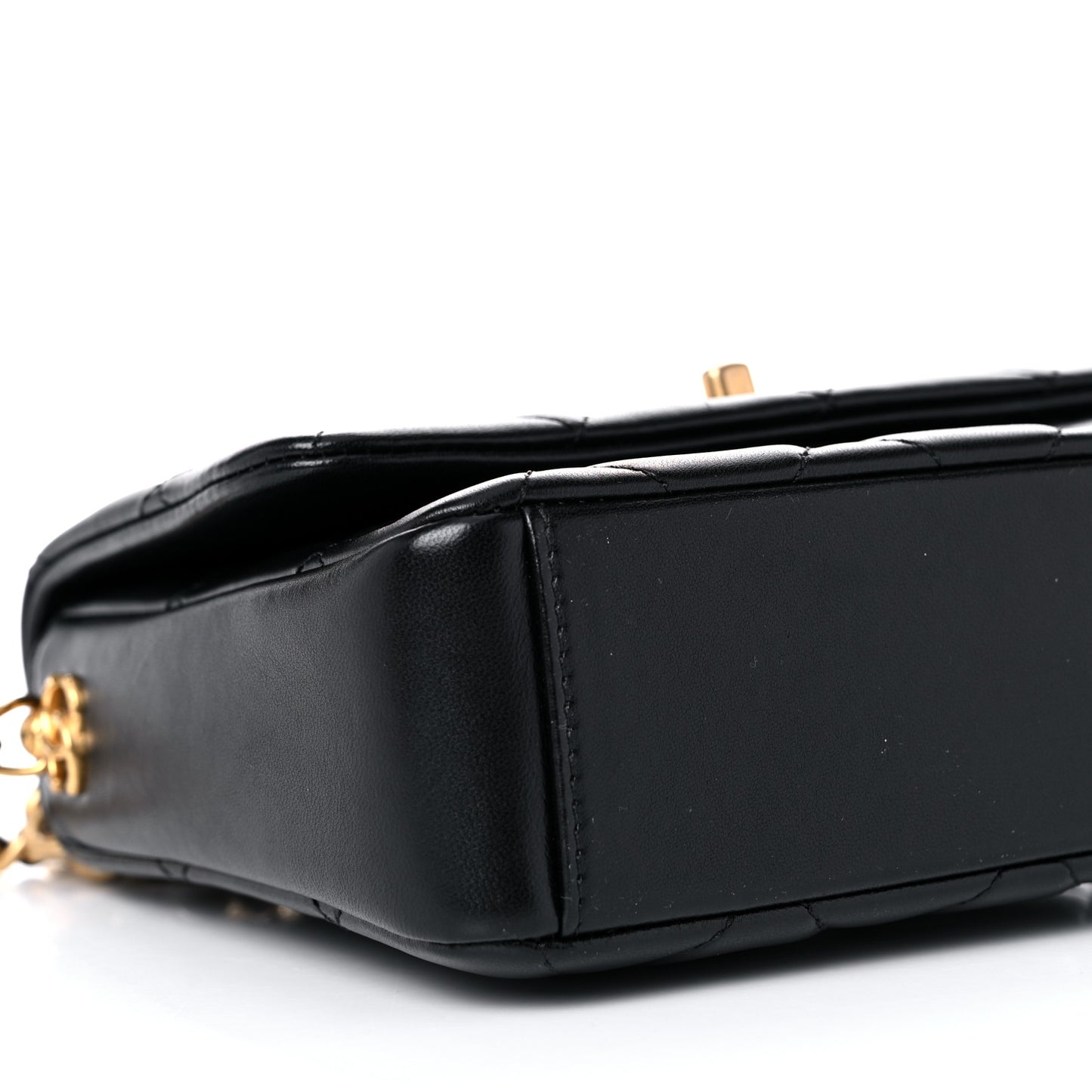 Lambskin Quilted Small Side Note Flap Black