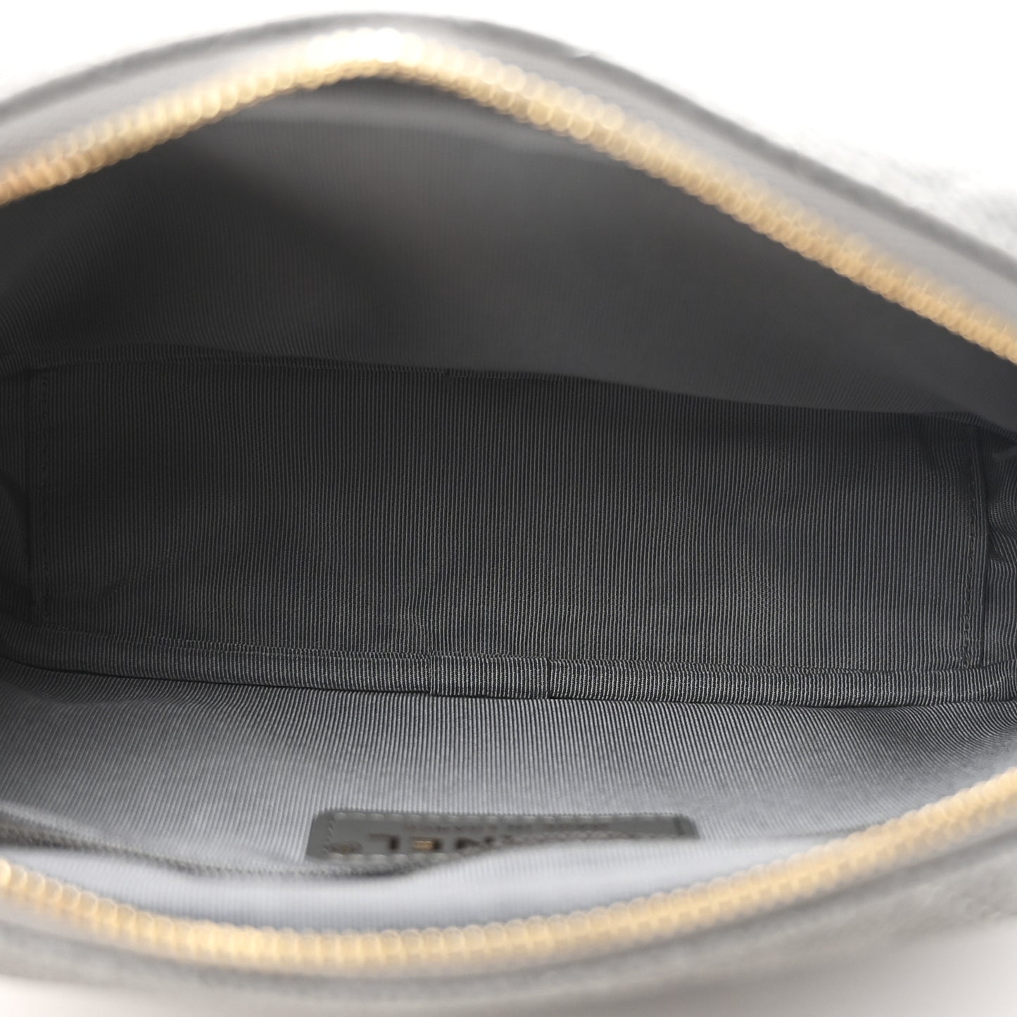 Iridescent Caviar Flat Quilted Small Coco Tassel Camera Case Grey