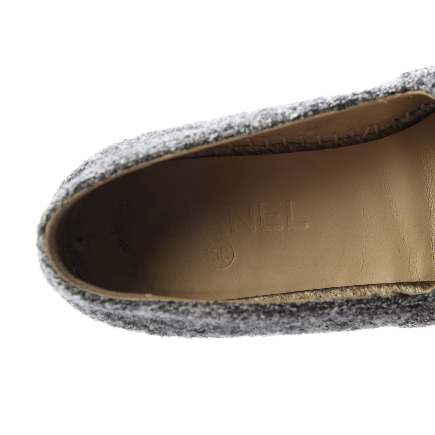 Tweed Velvet CC Espadrilles 36 Grey Black
