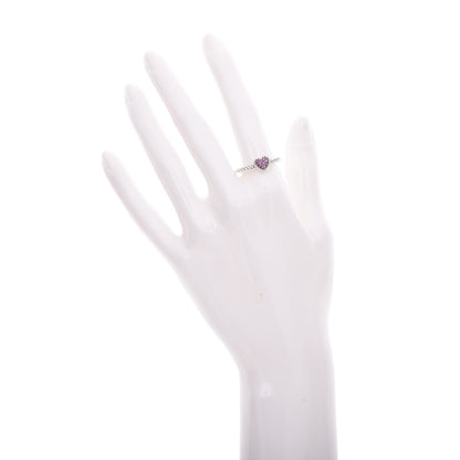 David Yurman Sterling Silver Pink Sapphire Petite Pave Heart Ring 57 8 2 of 5