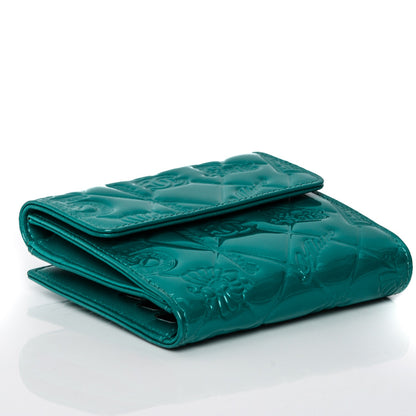 Chanel Patent Calfskin Lucky Symbols Compact French Flap Wallet Turquoise 4 of 8