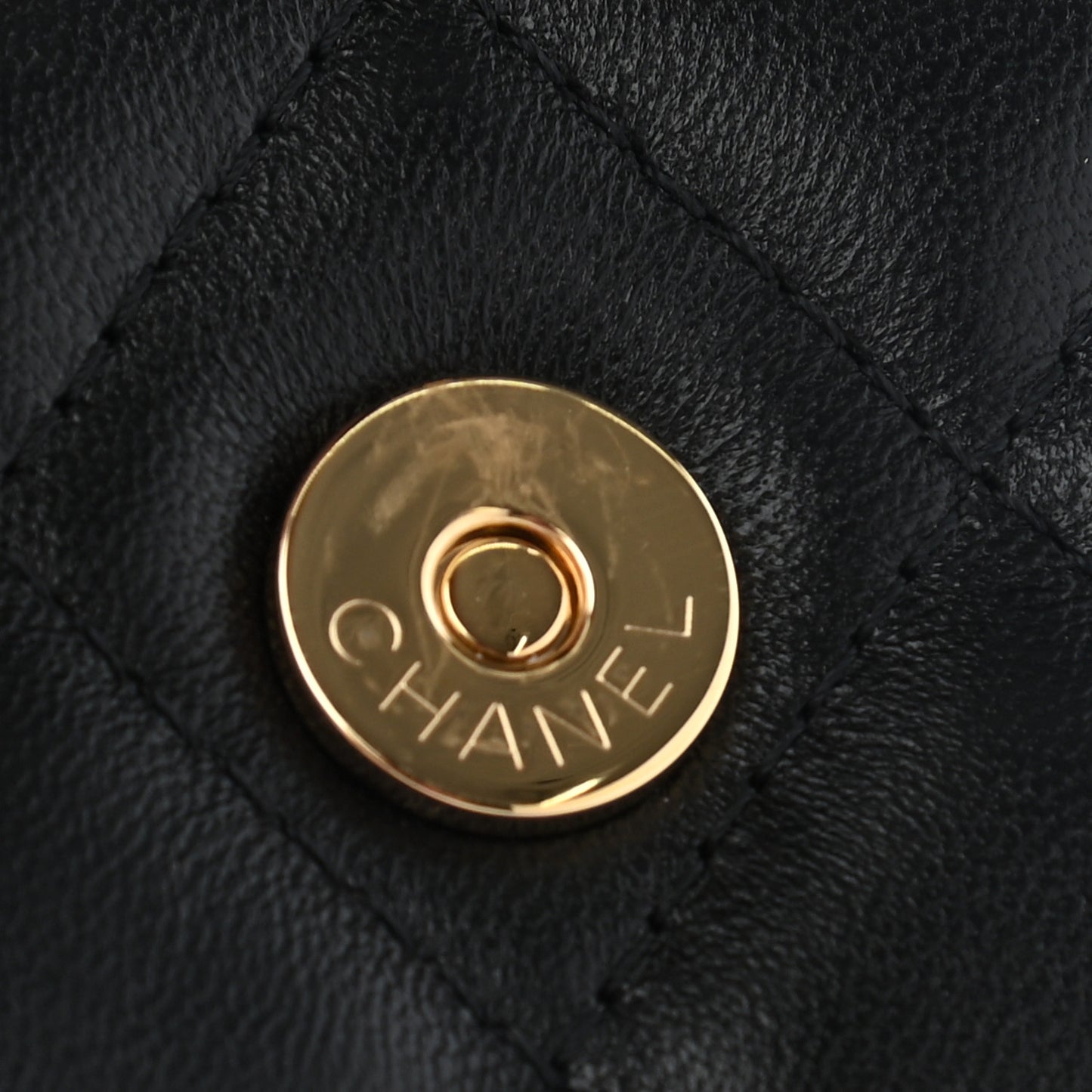 Lambskin Quilted CC Hook Card Holder Black
