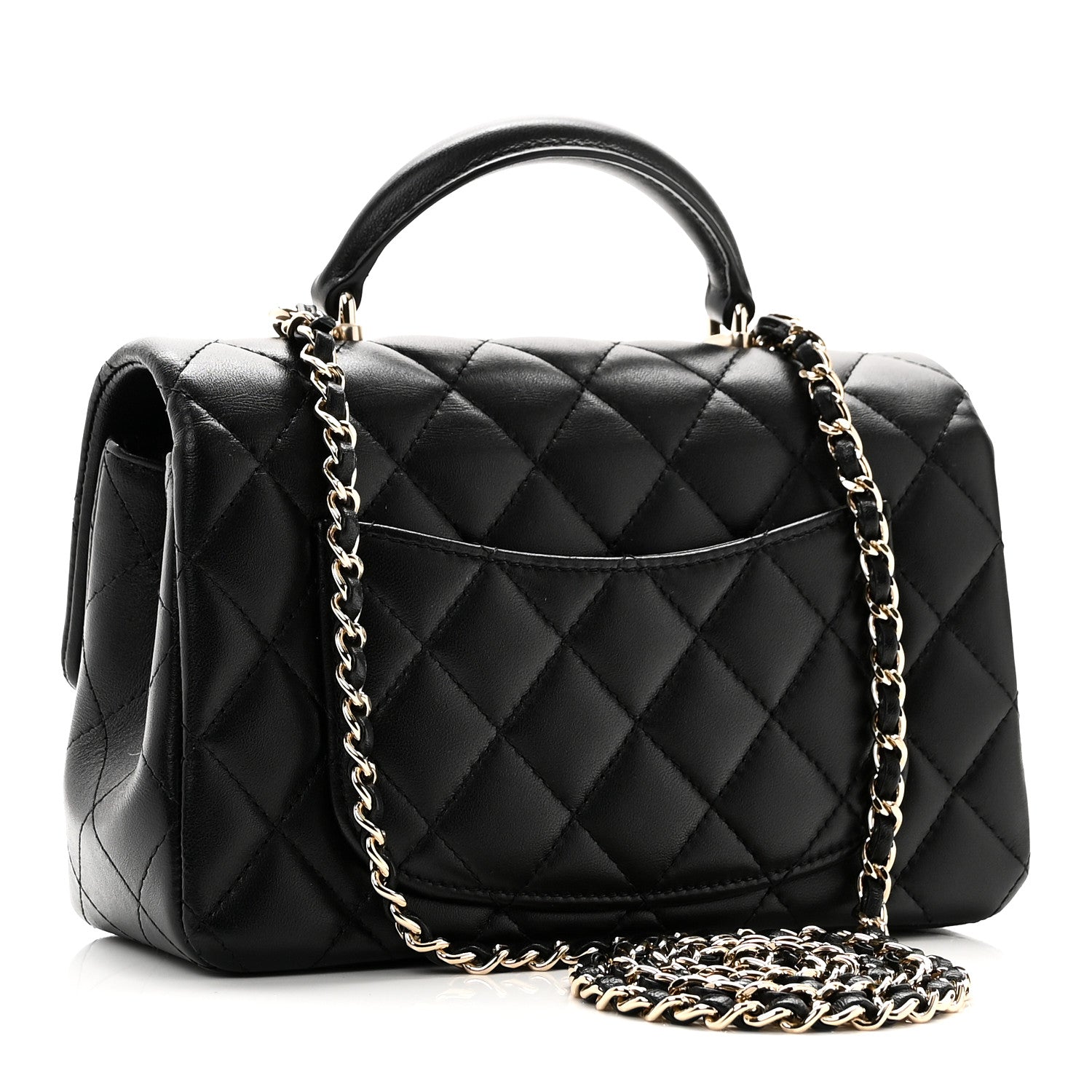 Chanel Lambskin Quilted Mini Top Handle Rectangular Flap Black 3 of 11