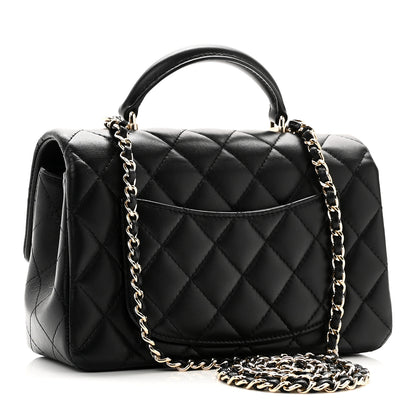 Chanel Lambskin Quilted Mini Top Handle Rectangular Flap Black 3 of 11