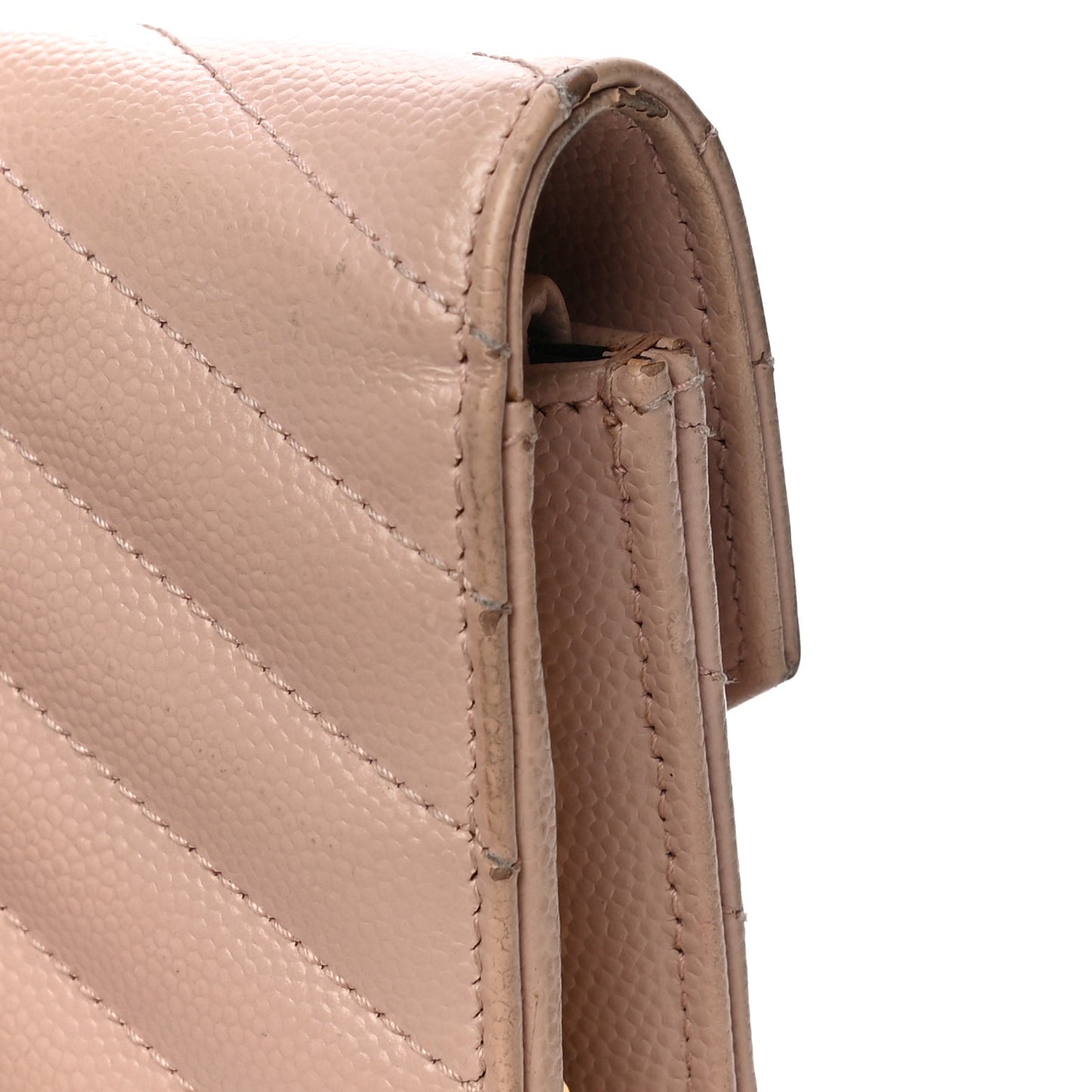 Grain De Poudre Matelasse Chevron Monogram Envelope Chain Wallet Nude Powder