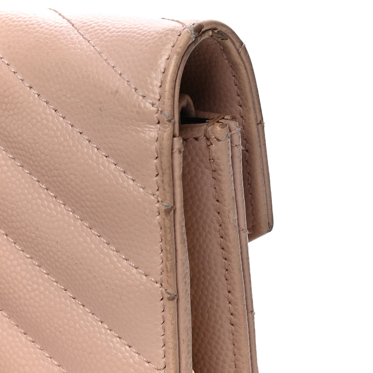 Saint Laurent Grain De Poudre Matelasse Chevron Monogram Envelope Chain Wallet Nude Powder 22 of 30