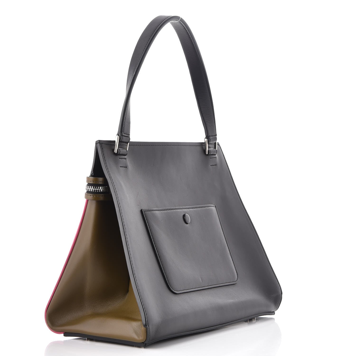 Celine Smooth Calfskin Small Tri-Color Edge Shoulder Bag Fushia 3 of 7