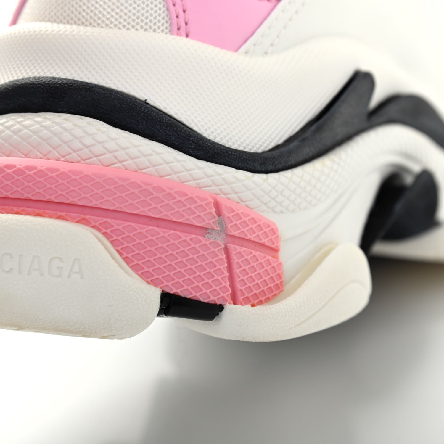 Balenciaga Fabric Mesh Washed Effect Womens Triple S Sneakers 40 Pink White Black 12 of 12