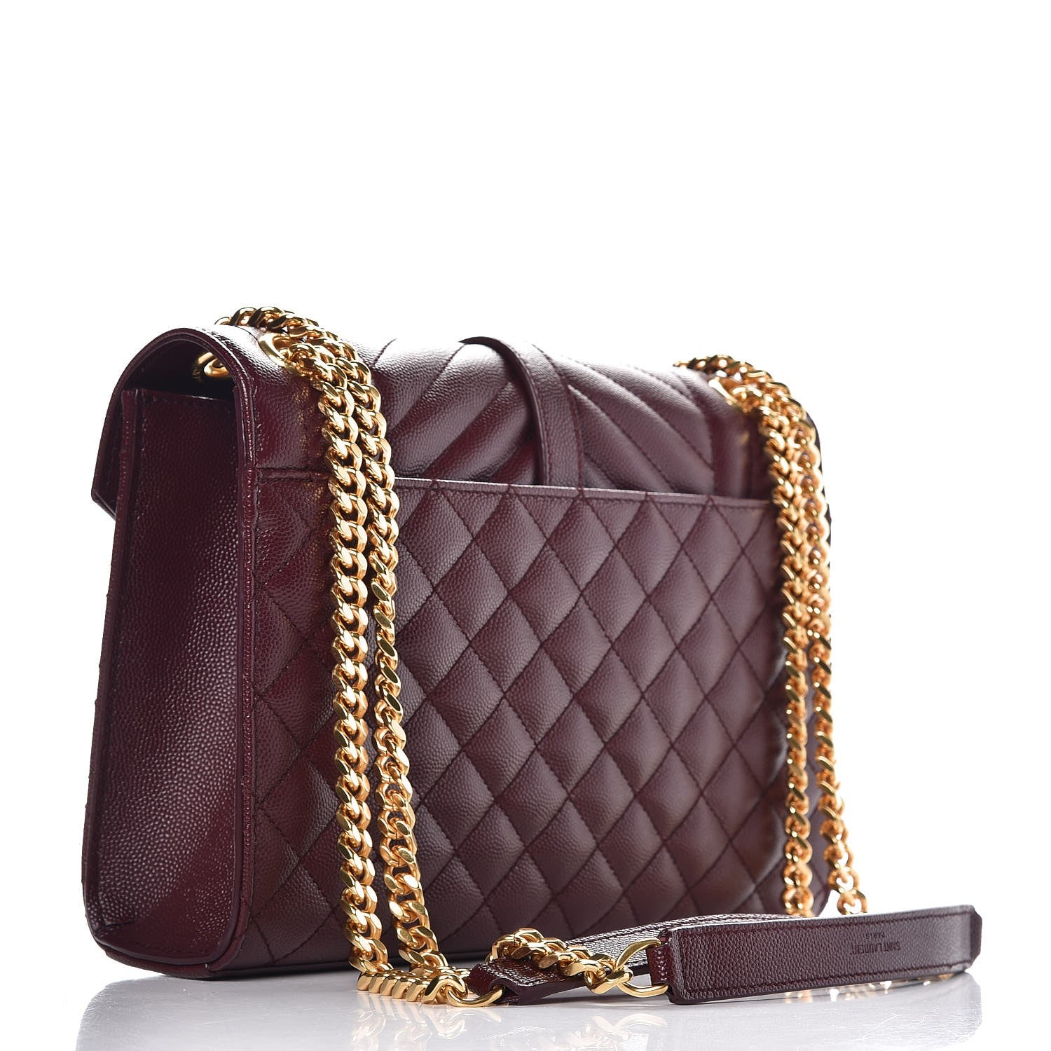 Saint Laurent Grain De Poudre Textured Mixed Matelasse Medium Triquilt Monogram Satchel Rouge Legion 3 of 7