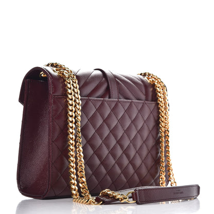 Saint Laurent Grain De Poudre Textured Mixed Matelasse Medium Triquilt Monogram Satchel Rouge Legion 3 of 7