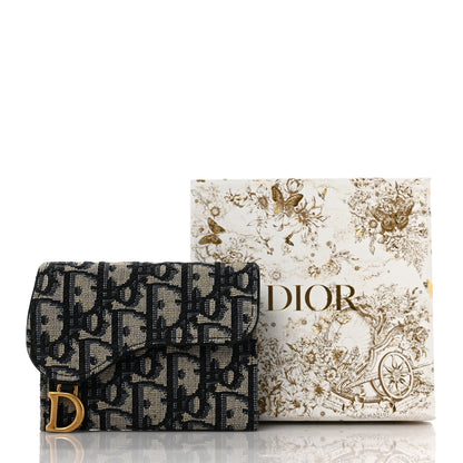 Christian Dior Oblique Saddle Card Holder Blue 9 of 9