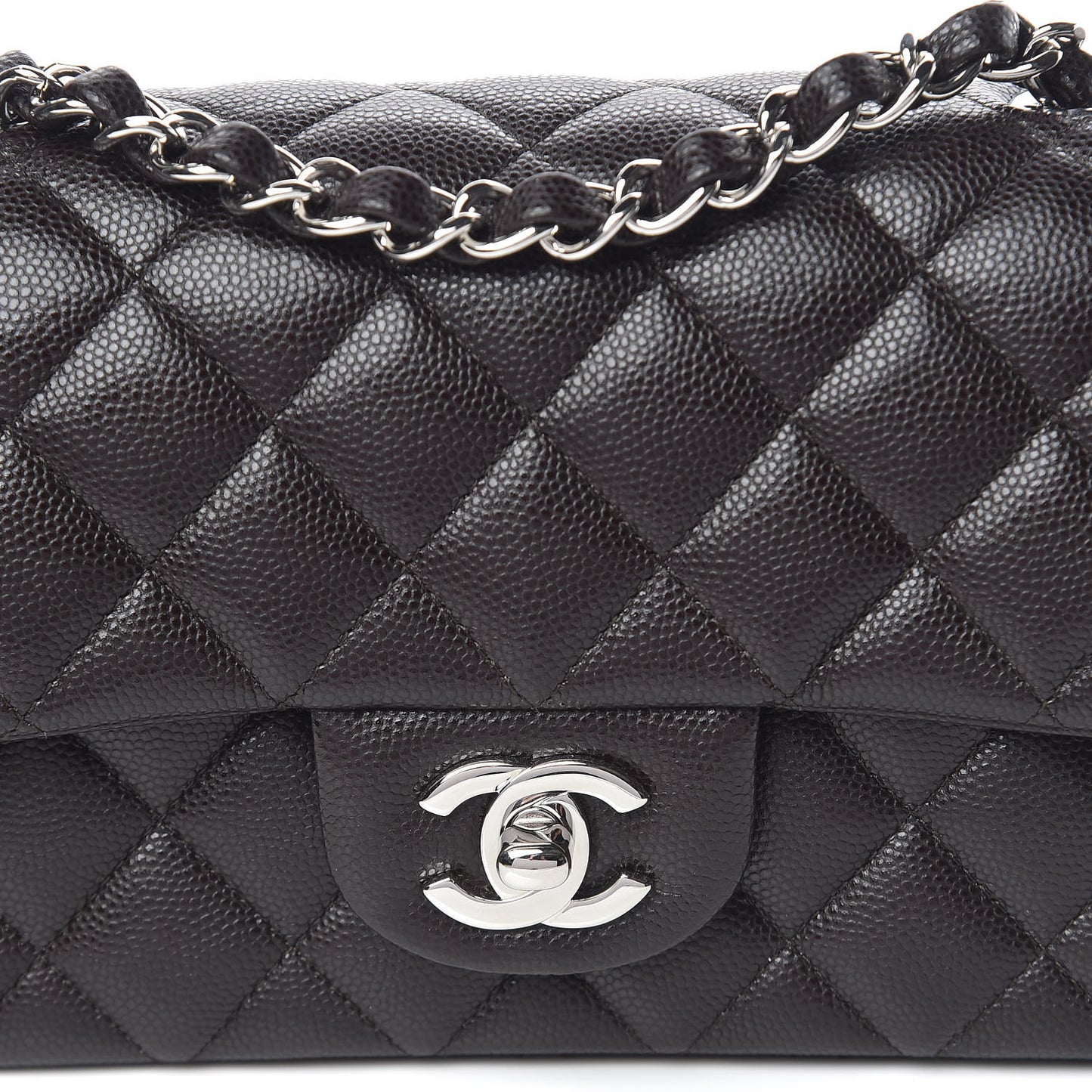 Caviar Quilted Mini Rectangular Flap Dark Brown