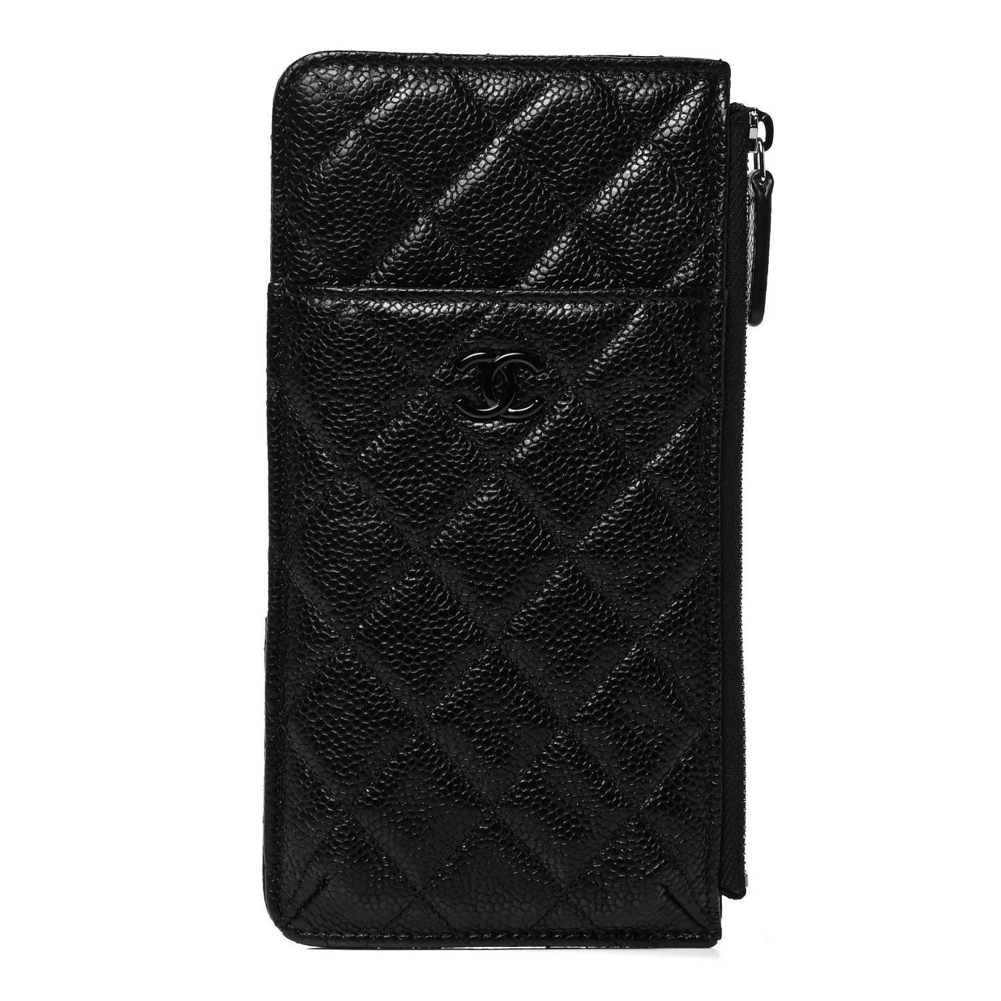 Caviar Quilted Classic Flat Wallet Pouch So Black