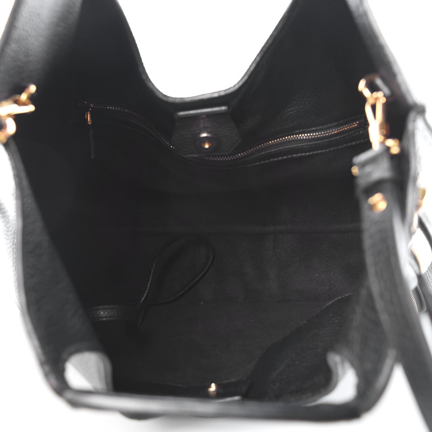 Calfskin Large Alix Padlock Zip Shoulder Bag Black