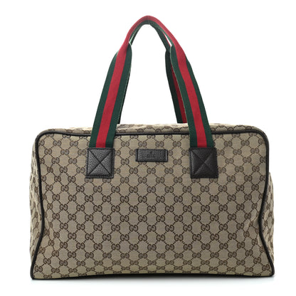 Gucci GG Monogram Web Medium Collapsible Carry On Duffle Beige Brown 1 of 6