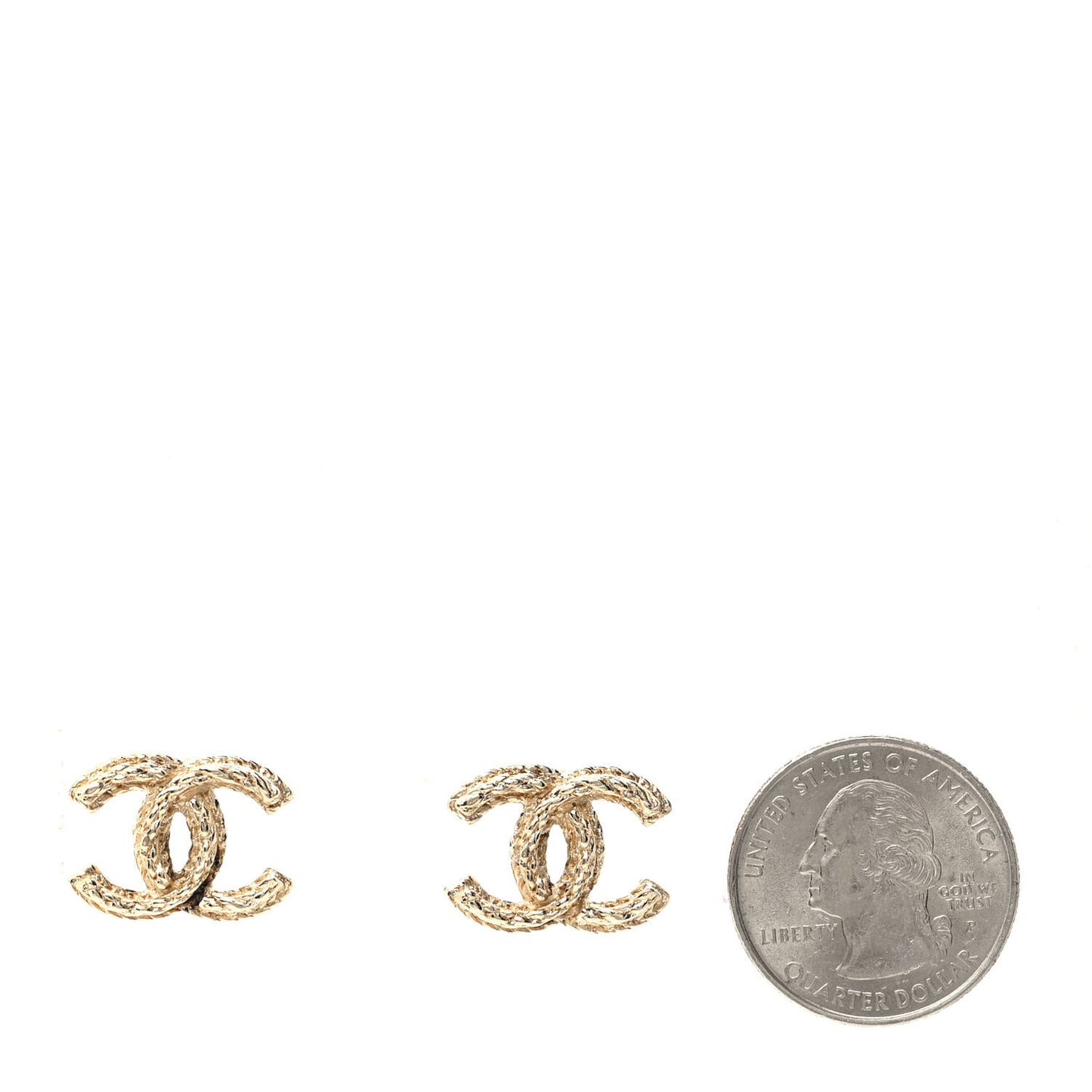 Metal Braided CC Stud Earrings Gold