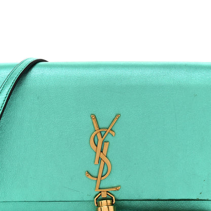 Saint Laurent Laminated Calfskin Classic Monogram Kate Tassel Chain Wallet Green 8 of 14